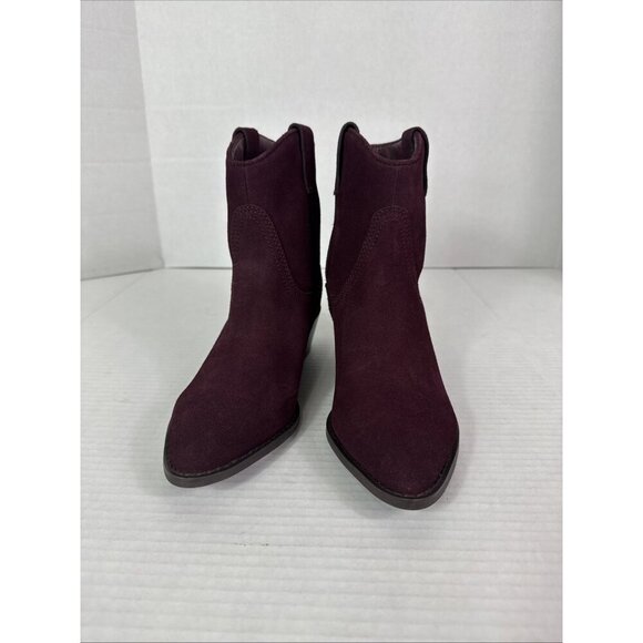 Lucky Brand Women's 6 Ankle Bootie Boot Suede Leather Western Cherry New/Sample - Picture 9 of 14